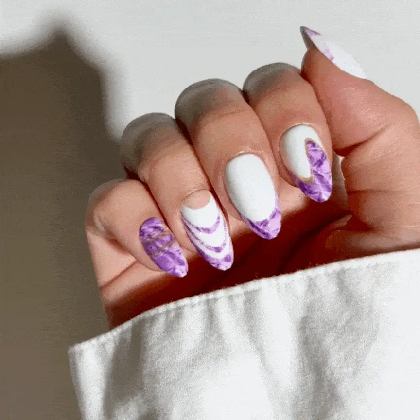 Lavender Strata - Almond Sustainable Nails - Image 2