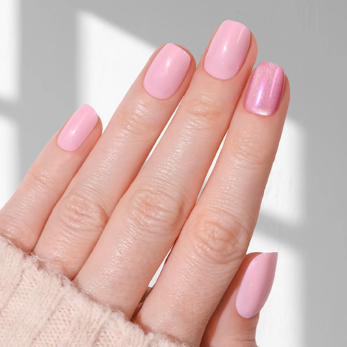 Pink Glow - Squoval Sustainable Nails