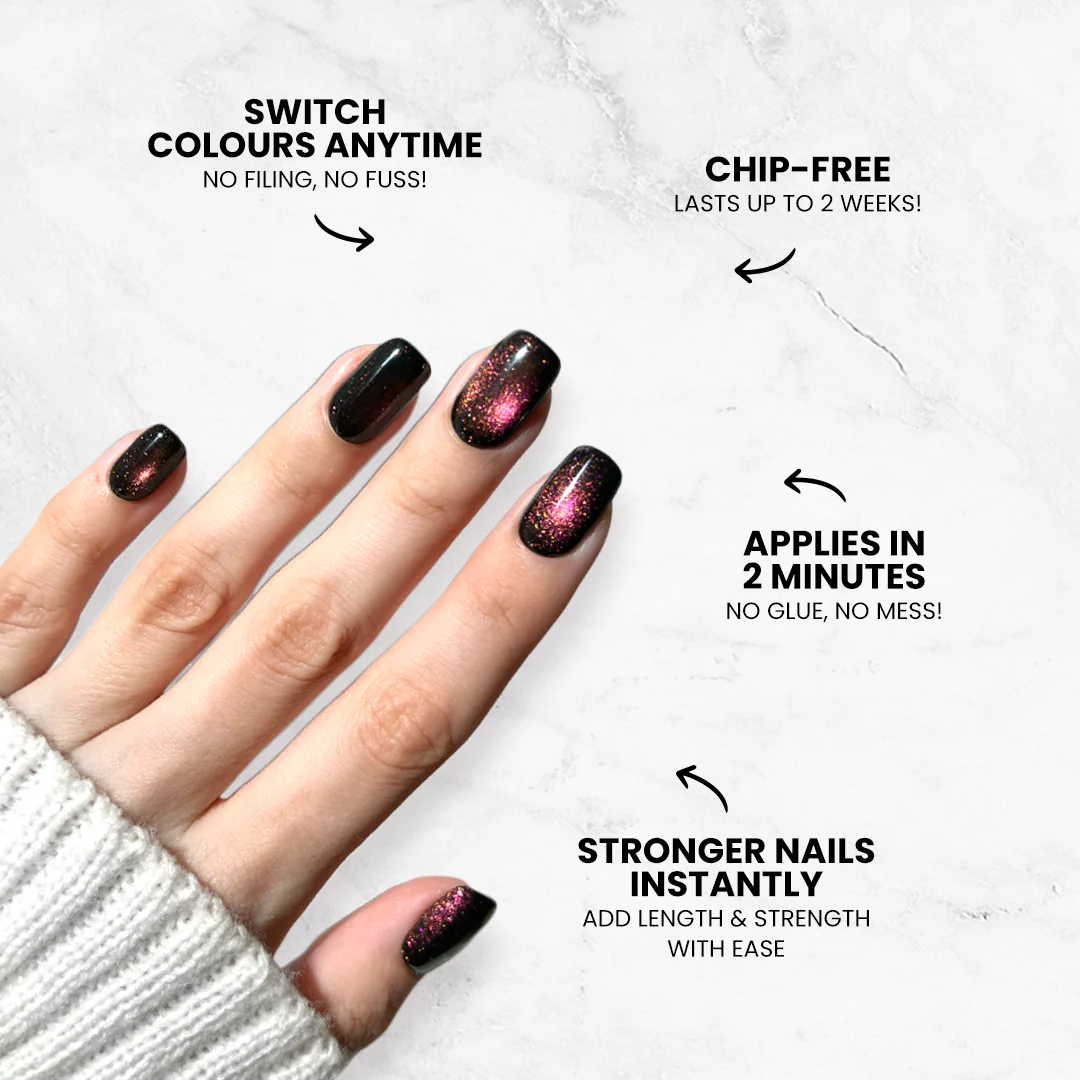 Ruby Cats Eye - Coffin Sustainable Nails - Image 4