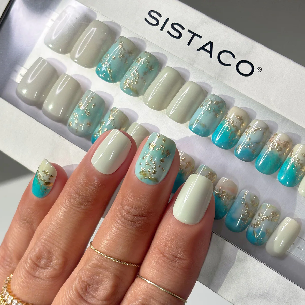 Sand and Sea - Squoval Sustainable Nails - Image 3